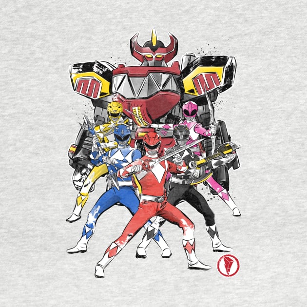 Power Rangers sumi e by DrMonekers